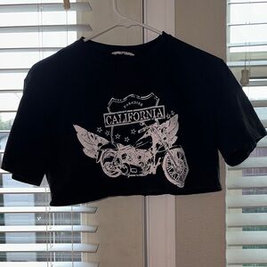 SHEIN girls size 11-12 black California graphic crop top tee